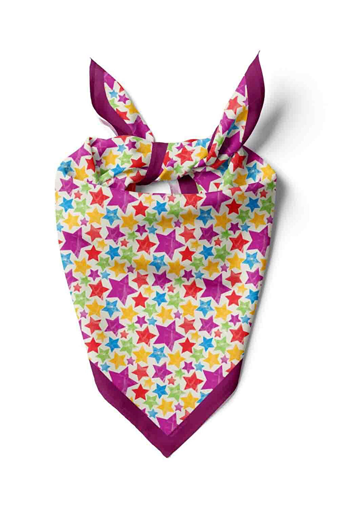 F35 Kadın Mor  Stars Desenli 50x50 Bandana HYL DG0521-22