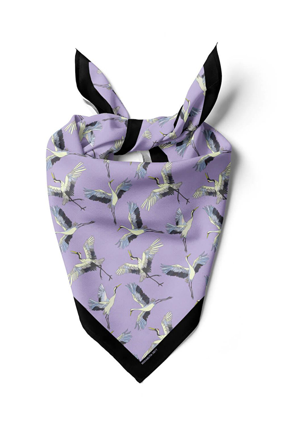 B9  Kadın Lila Stork Desenli 50x50 Bandana HYL DG0877-22