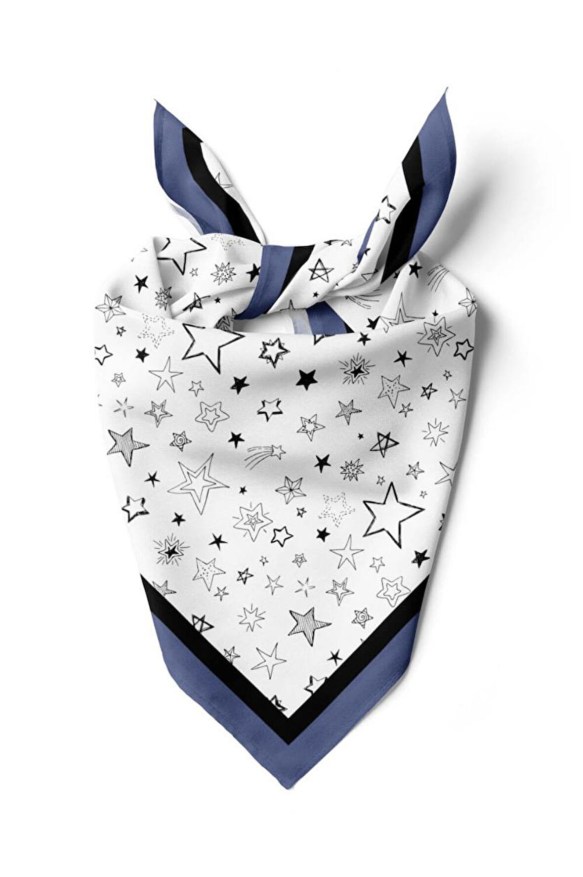 E9 Kadın Yıldız Desenli 50x50 Bandana HYL DG01117-22