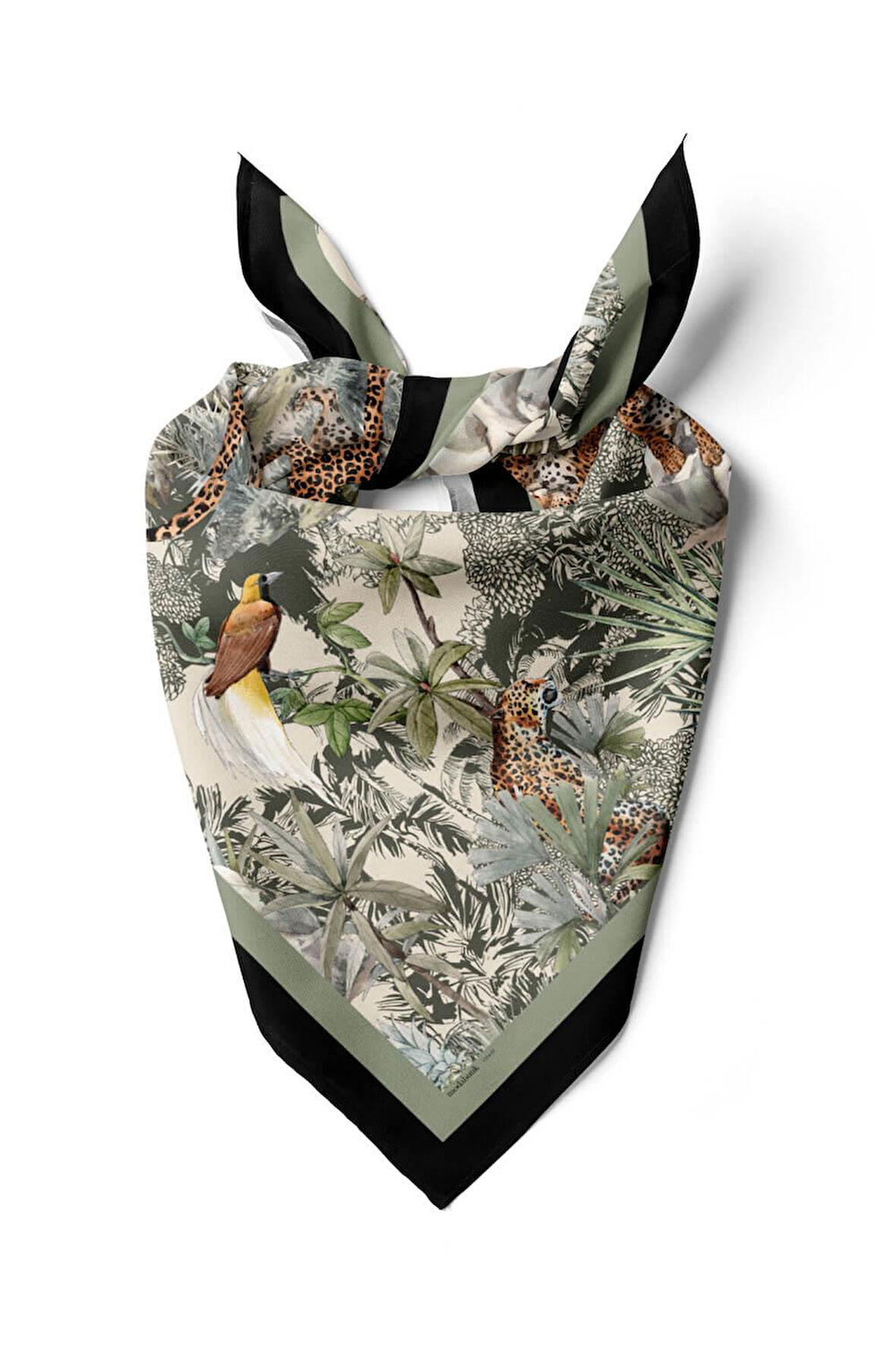 H35 Kadın Su Yeşili Krem Amazon Desenli Bandana HYL DG01124-22