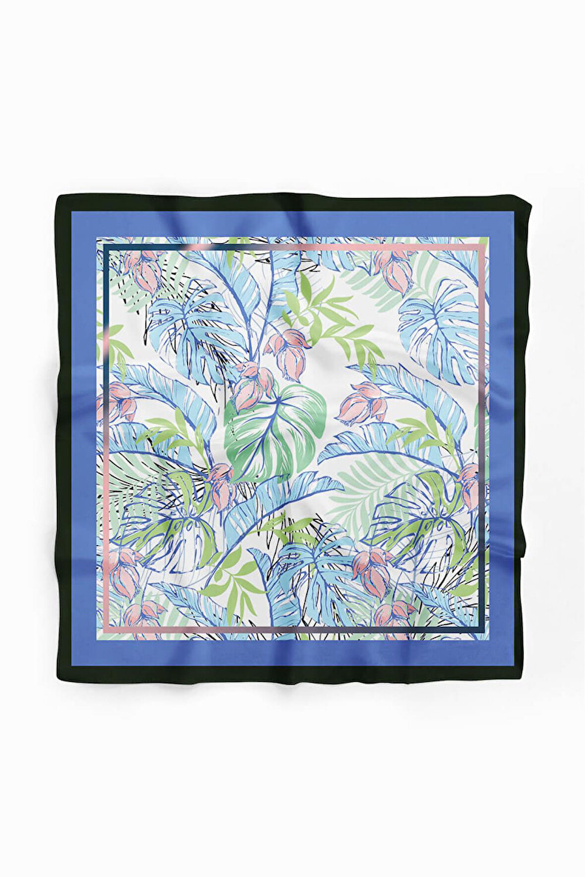 A100 Kadın Yeşil Yaprak Desenli 50x50 Bandana HYL DG01349-22