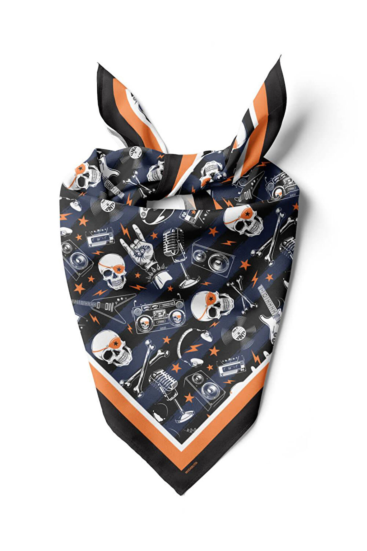 C51 Kadın Mavi Siyah Kurukafa Desenli 50x50 Bandana HYL DG01554-22