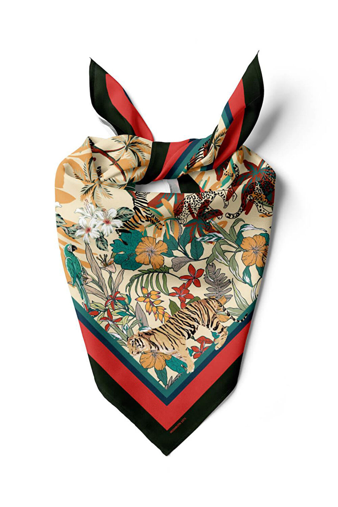 C89 Kadın Kaplan Desenli 50x50 Bandana DG01571-22