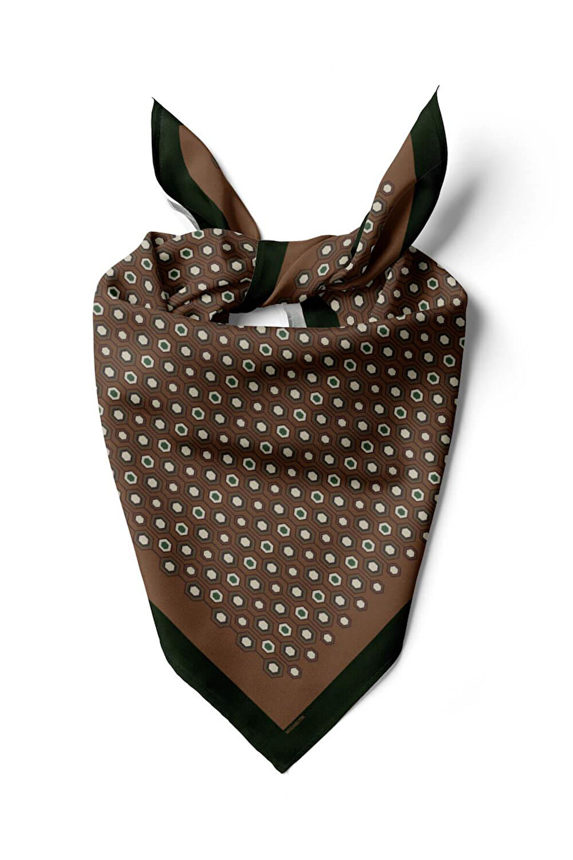 B61 Kadın Kahve Geometrik Desenli 50x50 Bandana HYL DG01594-22