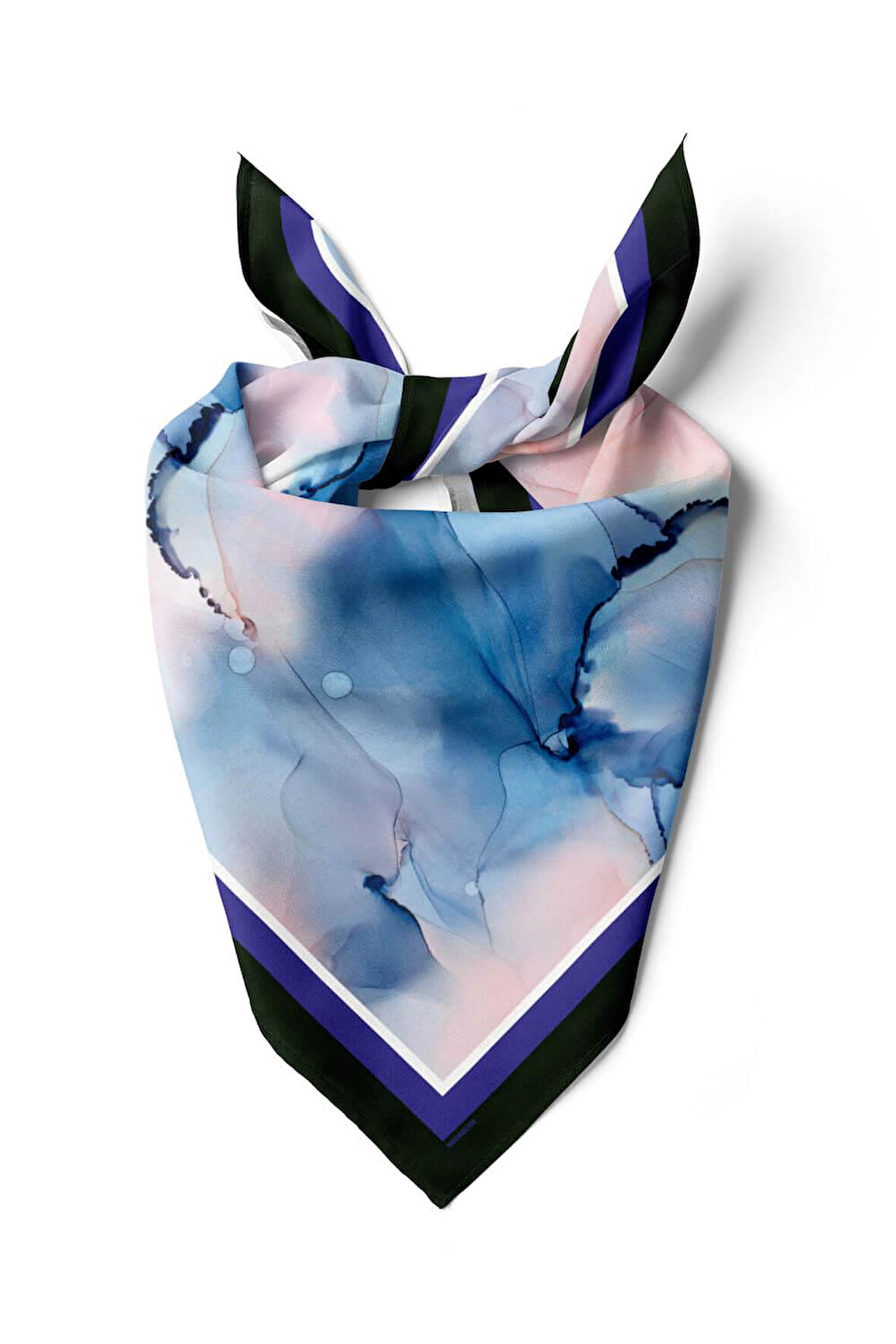 Y85 Kadın Pudra Mavi Batik Desenli 50x50 Bandana HYL DG01659-22