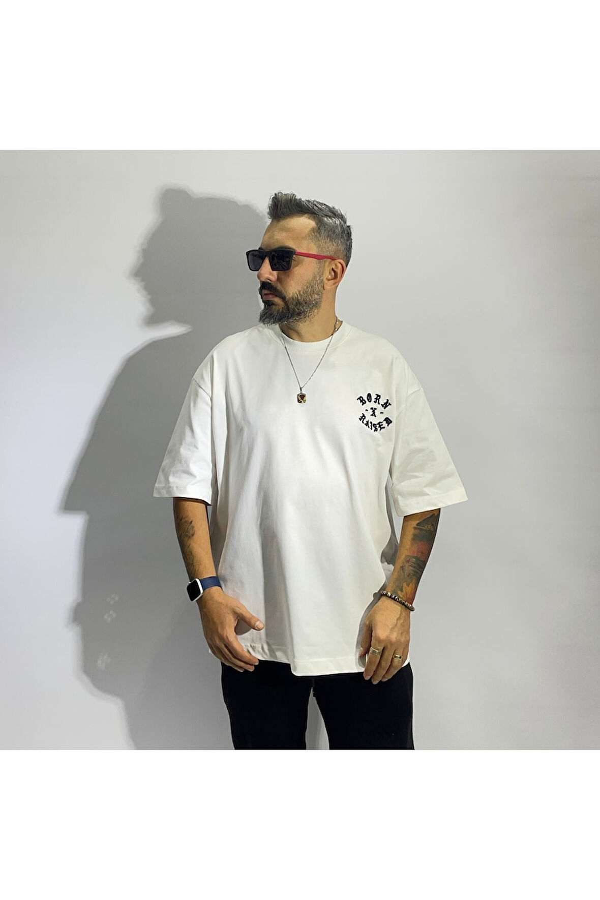 Born x Raised Nakış Erkek Gramajlı Oversize Tişört