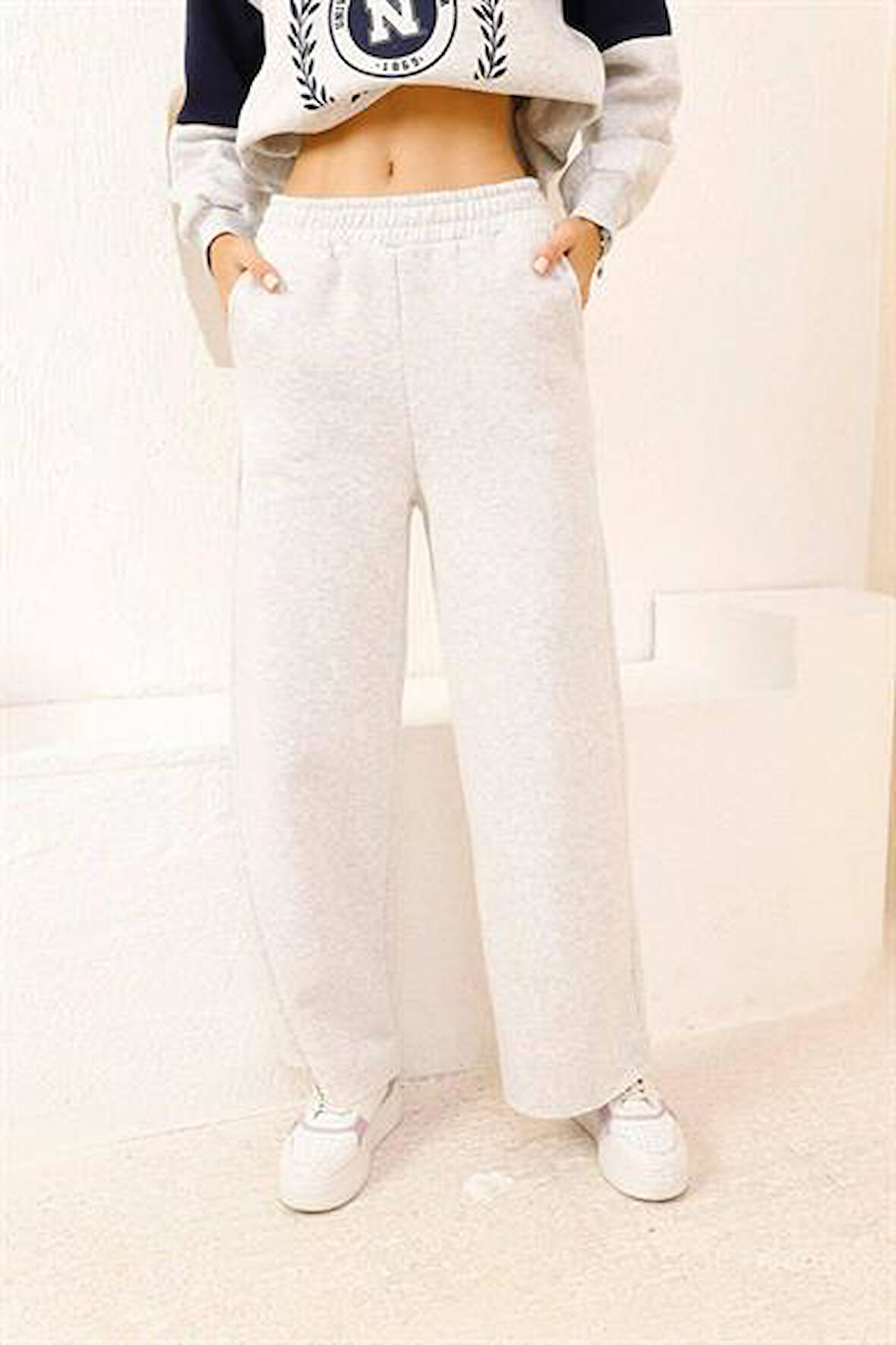 3 İplik Şardonlu Beli Lastikli Salaş Eşofman Altı