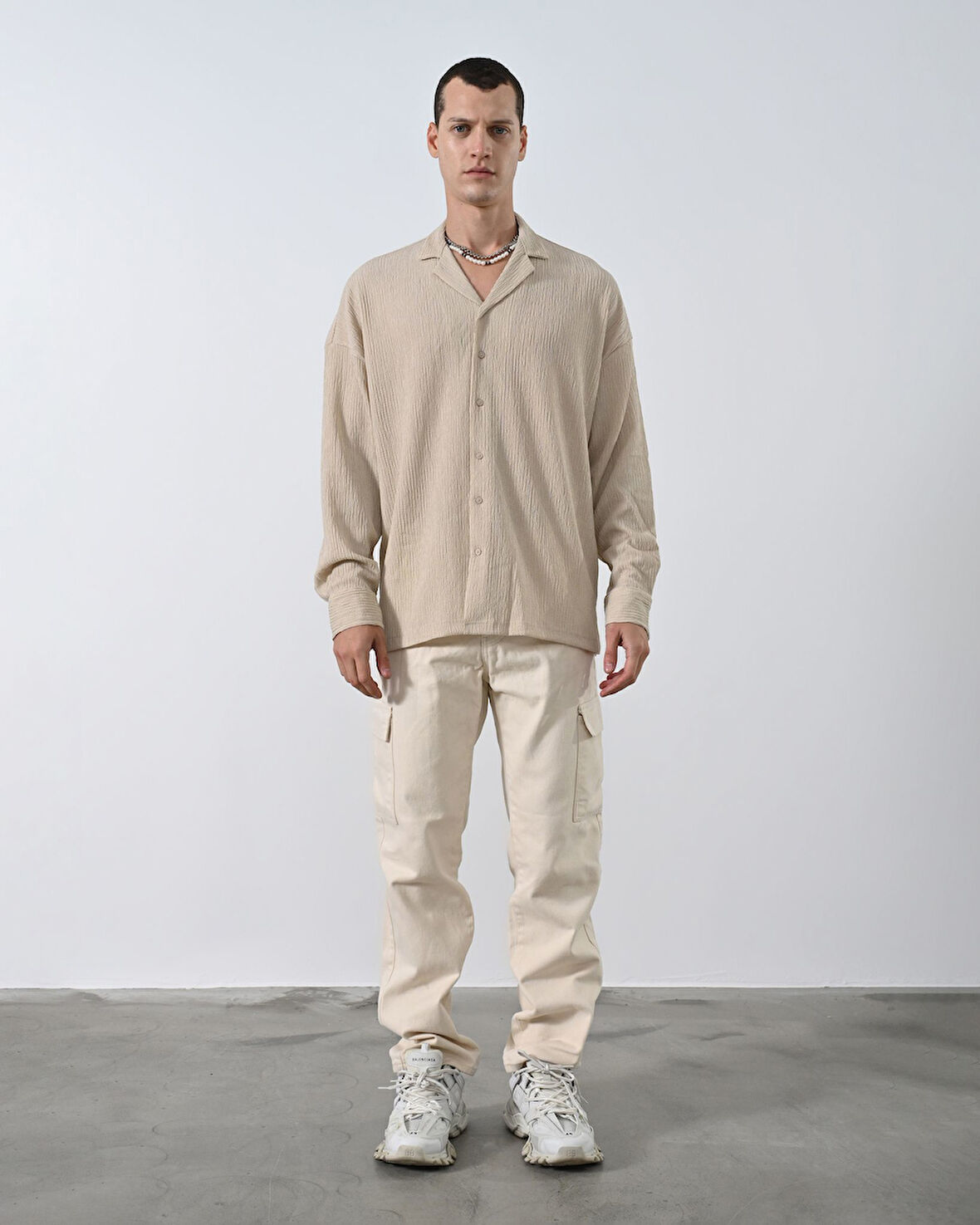 Gofre Kumas Erkek Oversize Gomlek