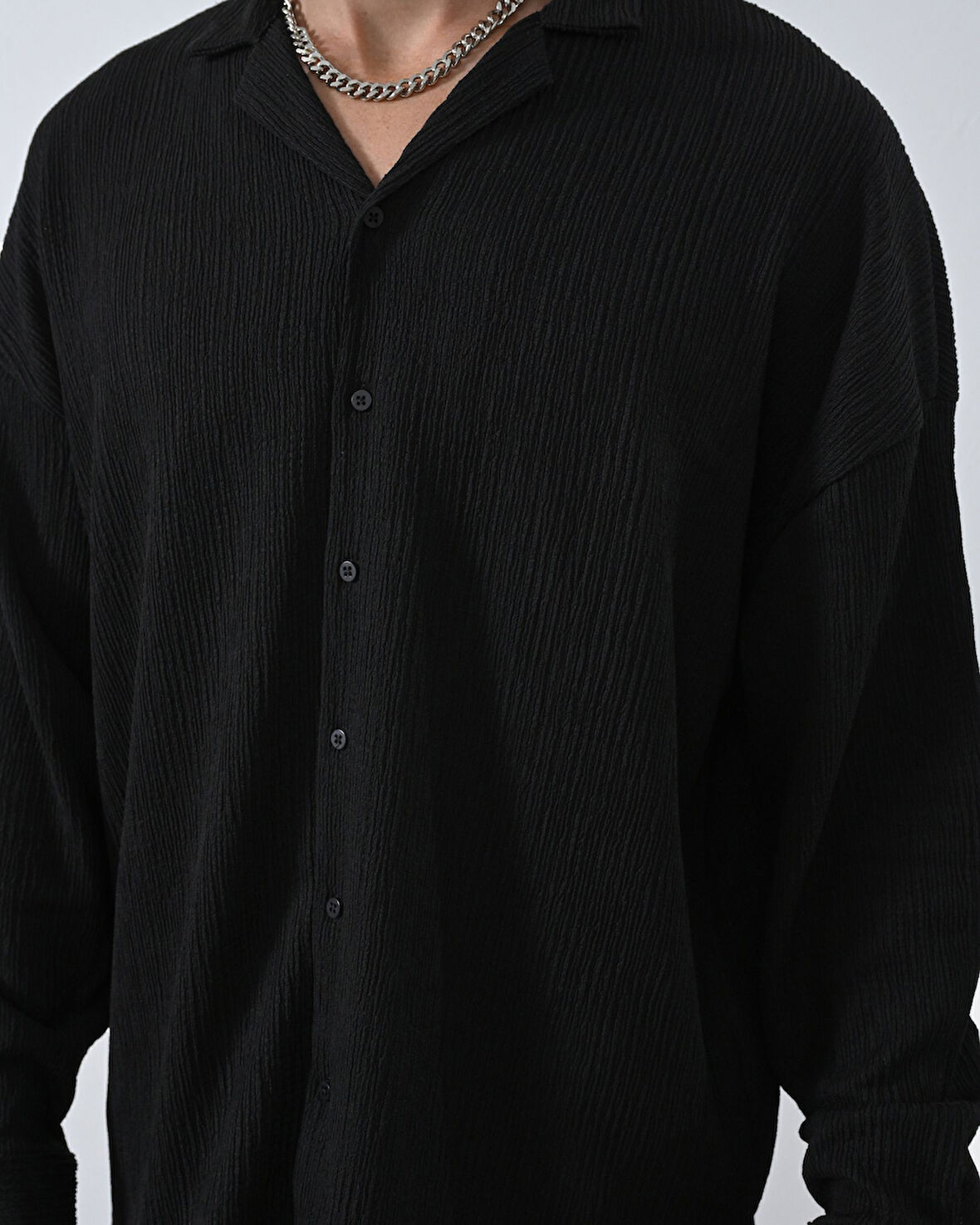 Gofre Kumas Erkek Oversize Gomlek