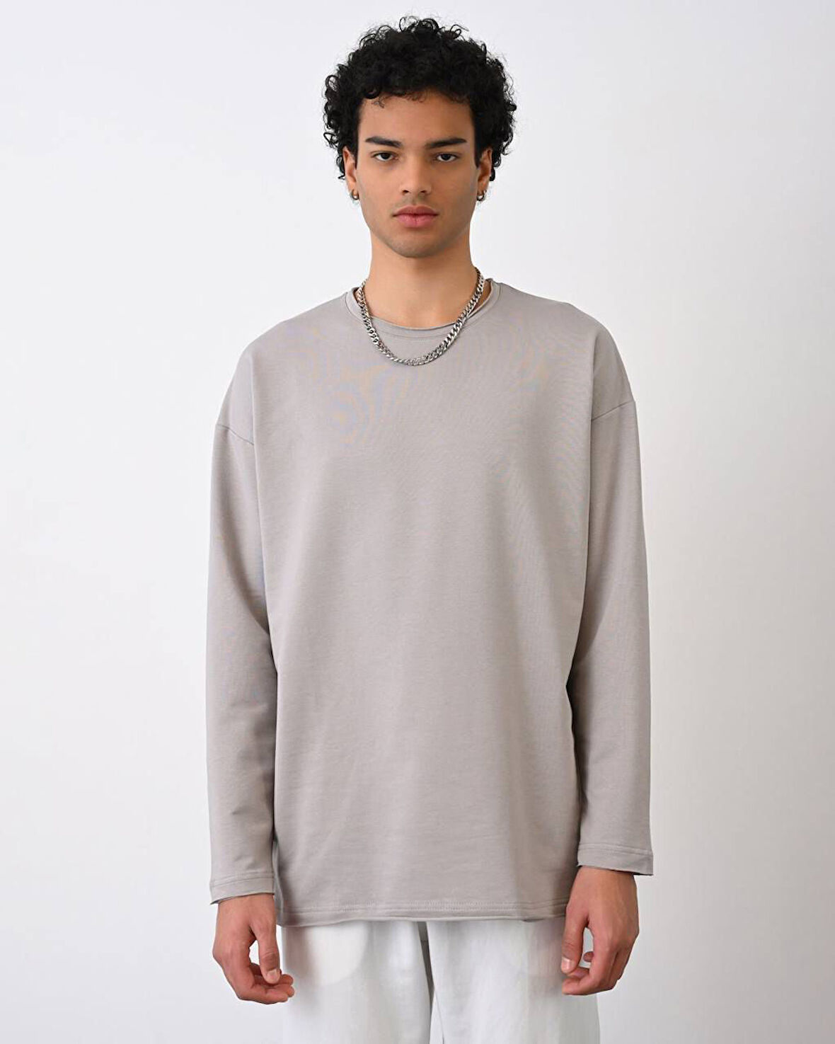 0 Yaka Oversize Basıc Sweat T-Shırt