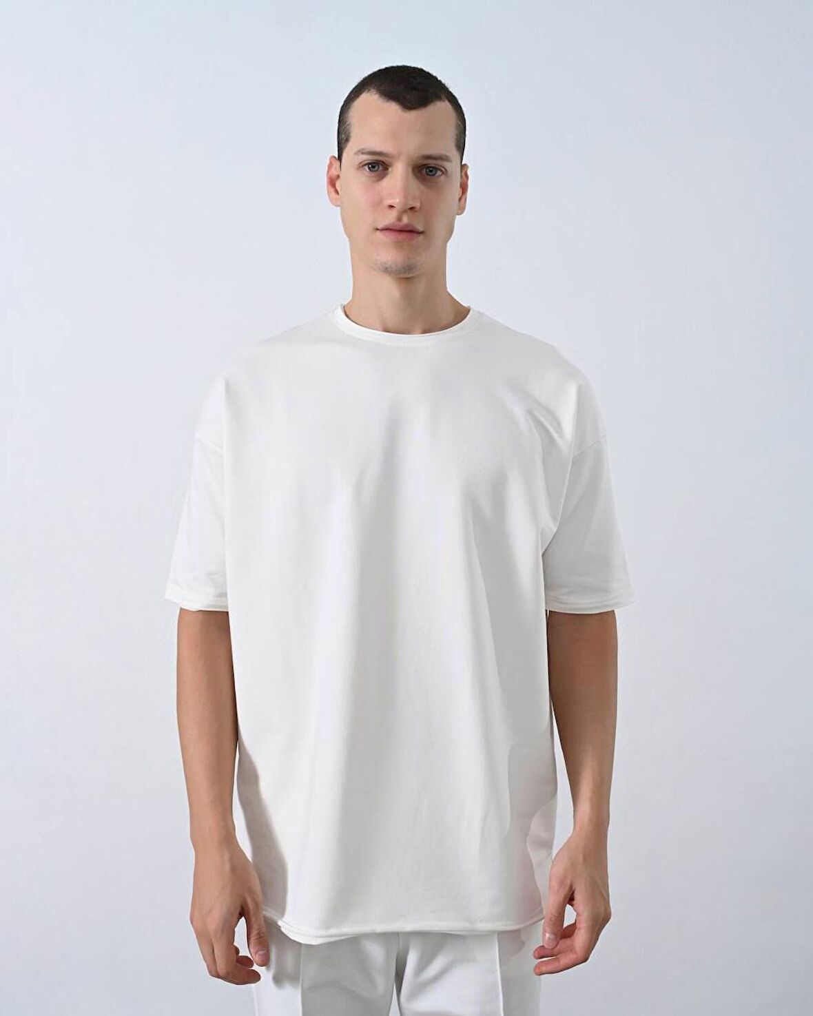 0 Yaka 2 İplik Oversize Erkek T-Shirt