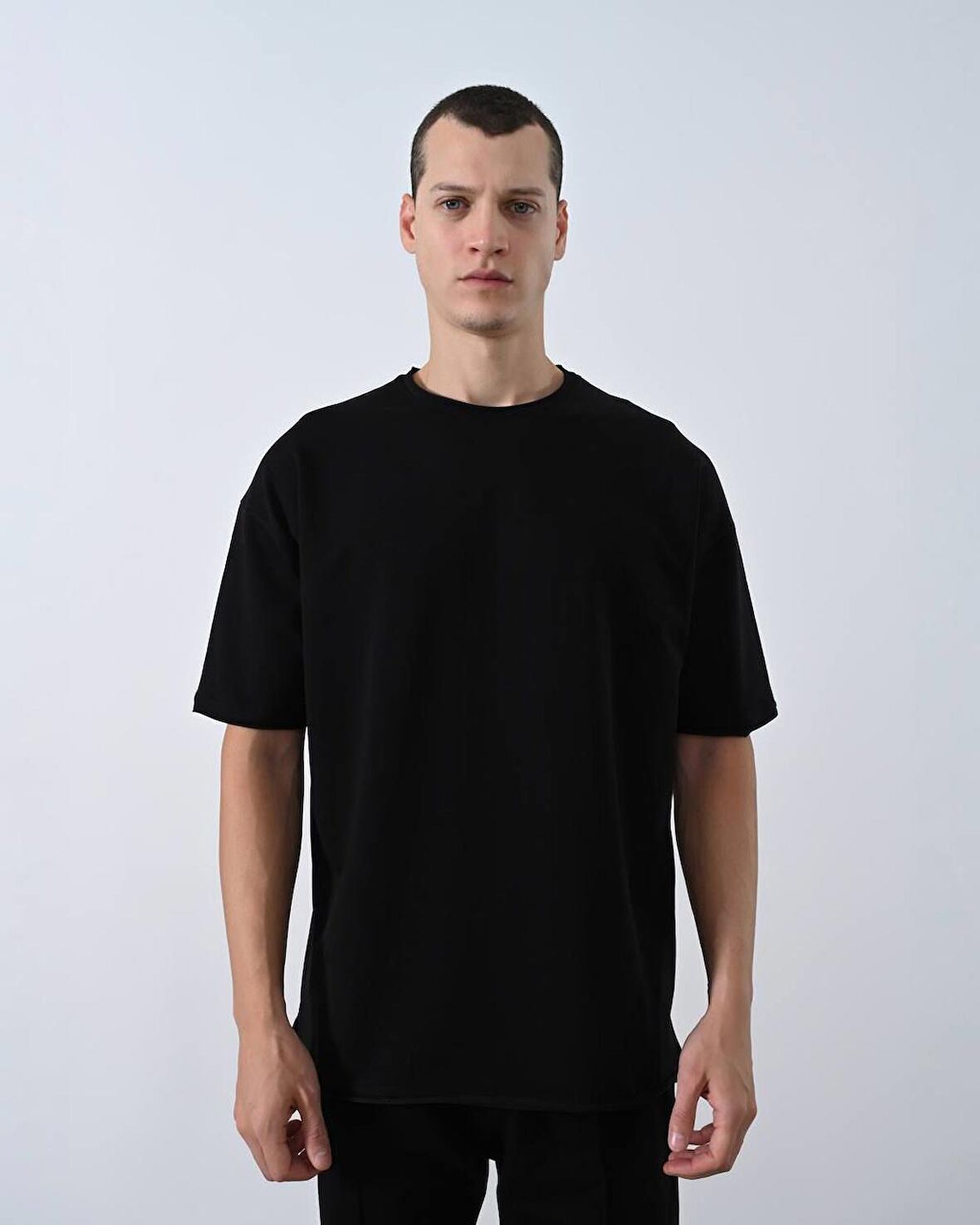 0 Yaka 2 İplik Oversize Erkek T-Shirt
