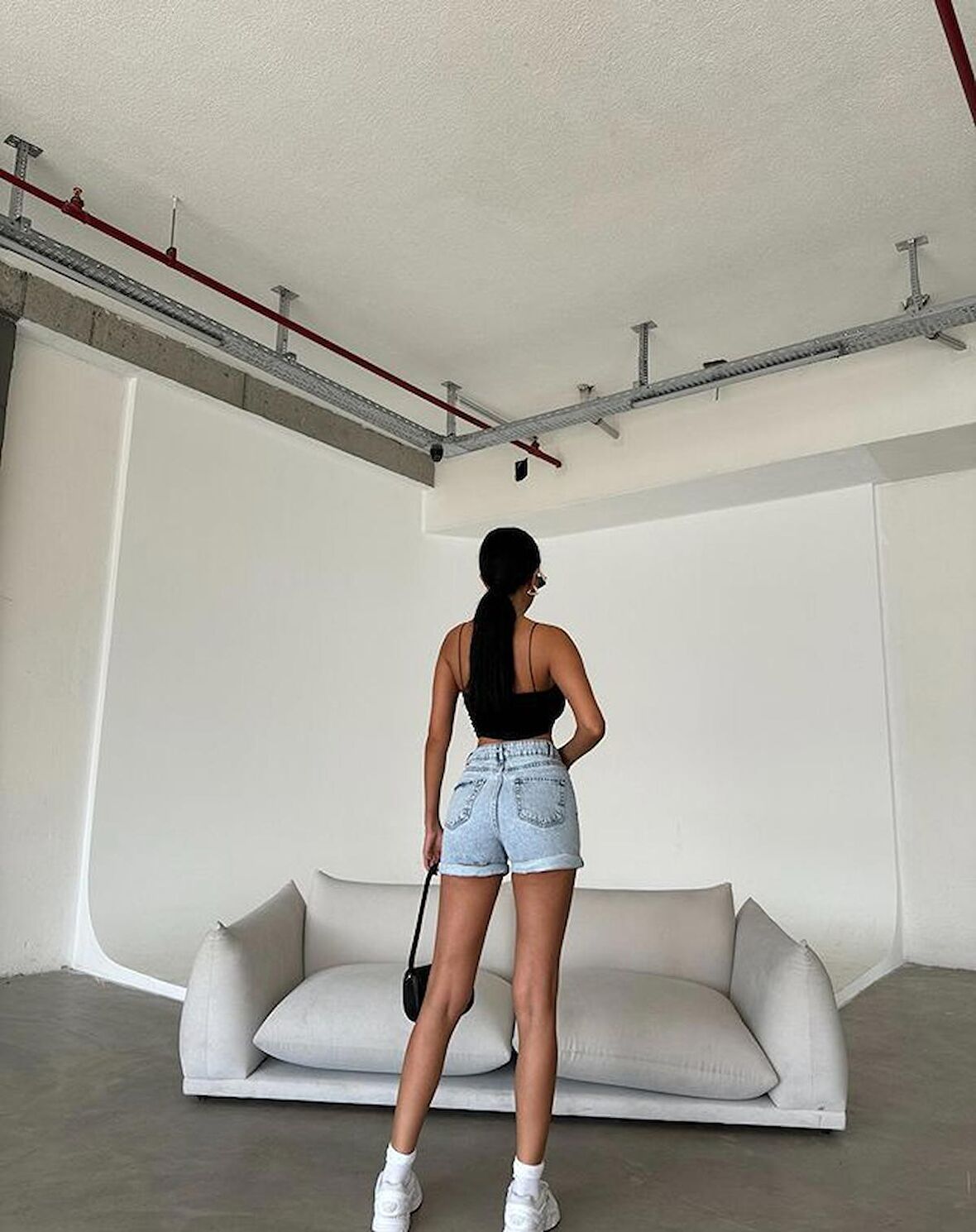 Paça Katlı Kadın Mom Jean Sort