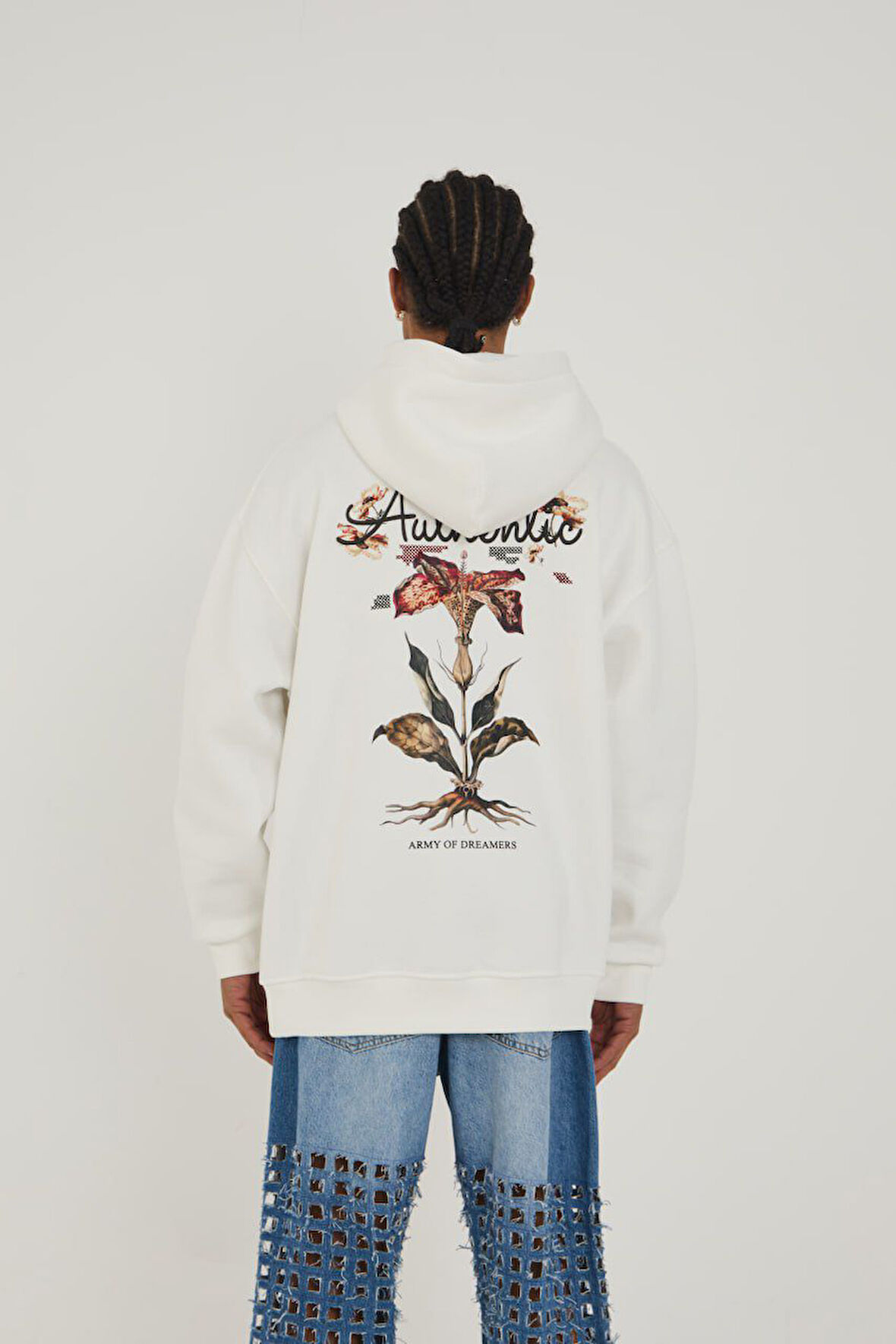 Kapüşonlu Authentic Baskı Oversize Erkek Sweatshirt