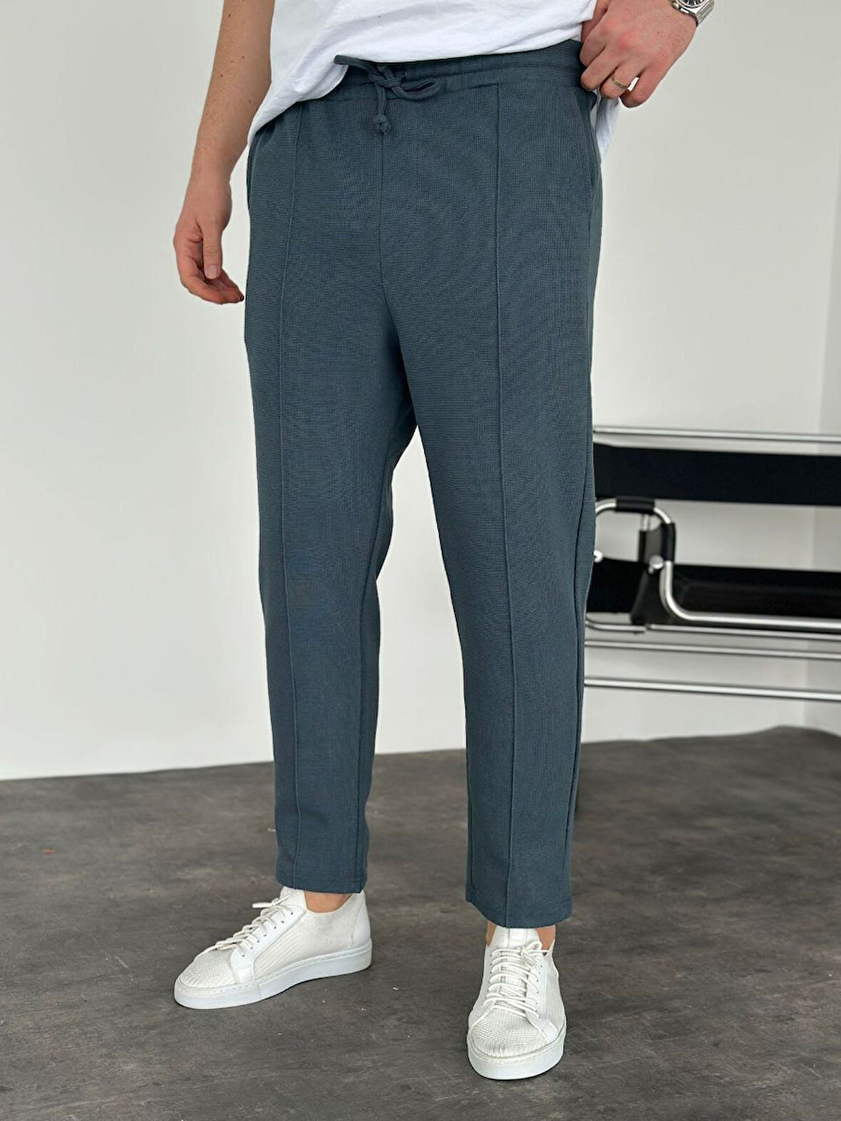 Beli Lastikli Önü Çimalı Boyfrıend Erkek Pantolon