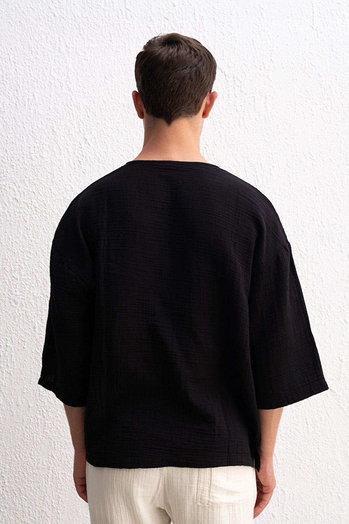 Fakir Kol Müslin Kumaş Erkek T-Shirt