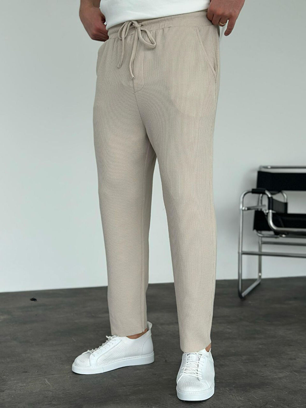 Fitilli Paça Kesik Erkek Boyfriend Pantolon