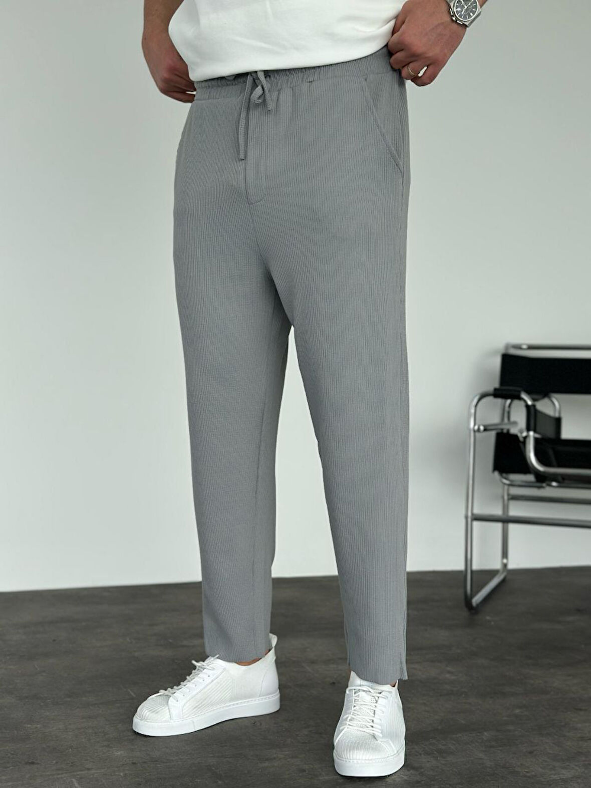 Fitilli Paça Kesik Erkek Boyfriend Pantolon