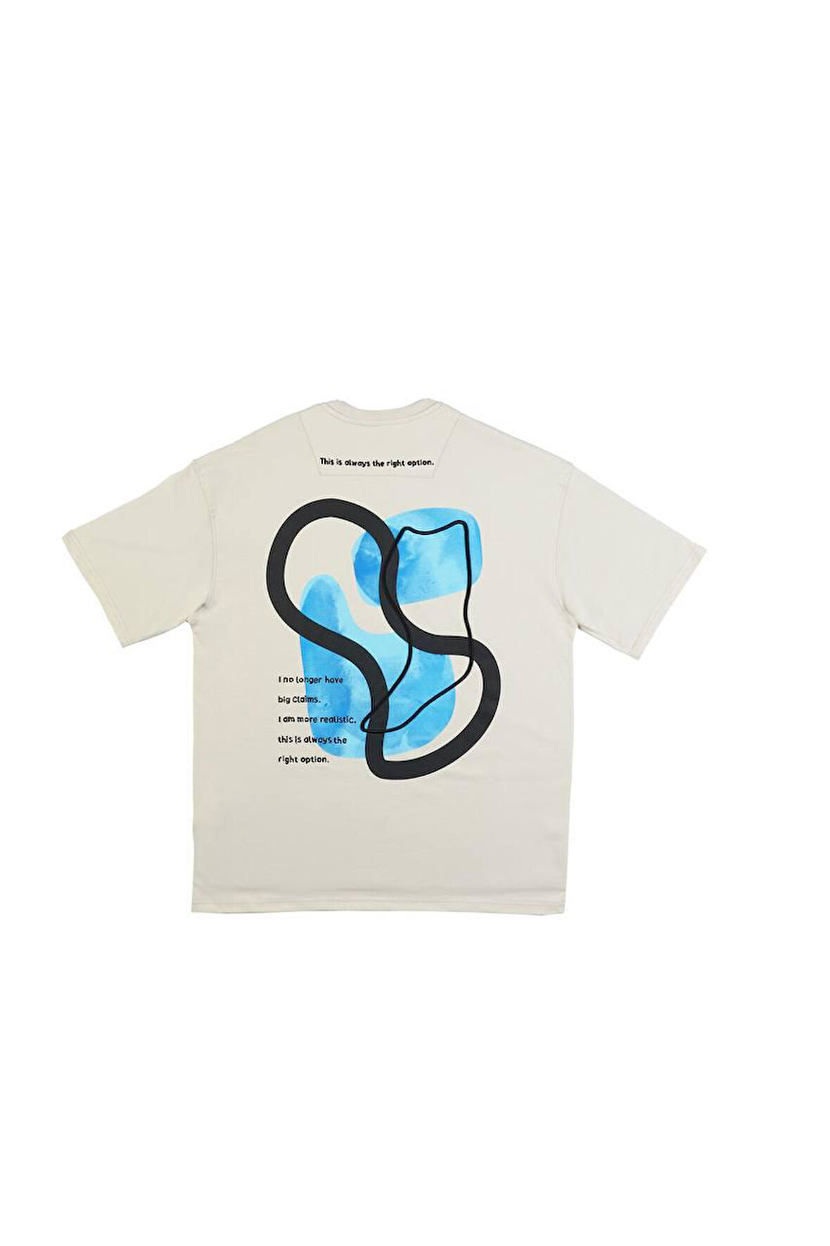 0 Yaka Sırtı Tribal Desen Nakışlı Erkek Oversize T-Shirt