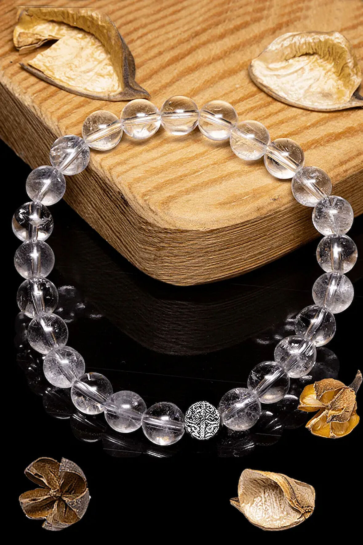 Sertifikalı Aaa+ Kalite Hakiki Kristal Kuvars Taşı Bileklik - Gümüş Aparatlı