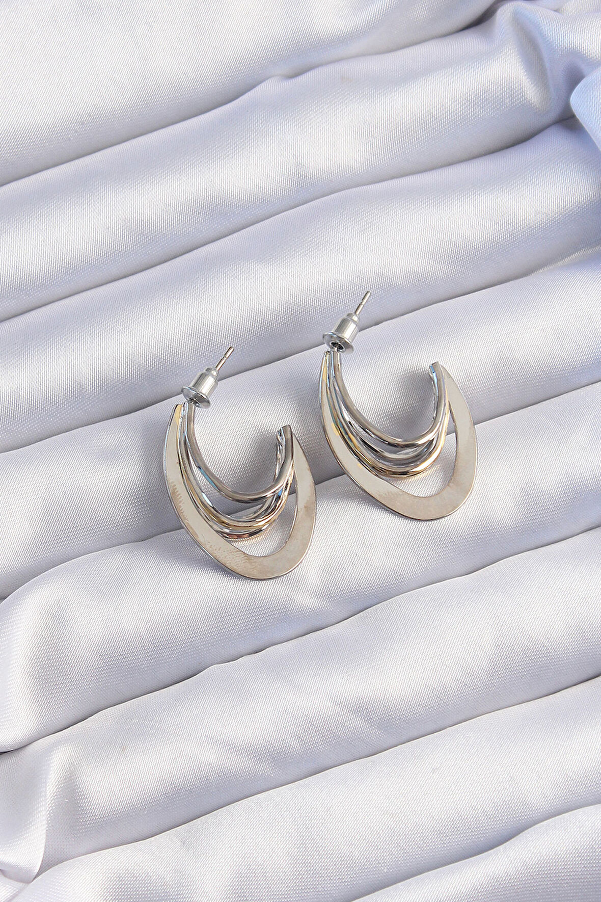 Pirinç Gold Gümüş Renkli Düz Plaka Halka Küpe - TJ-BKP9229