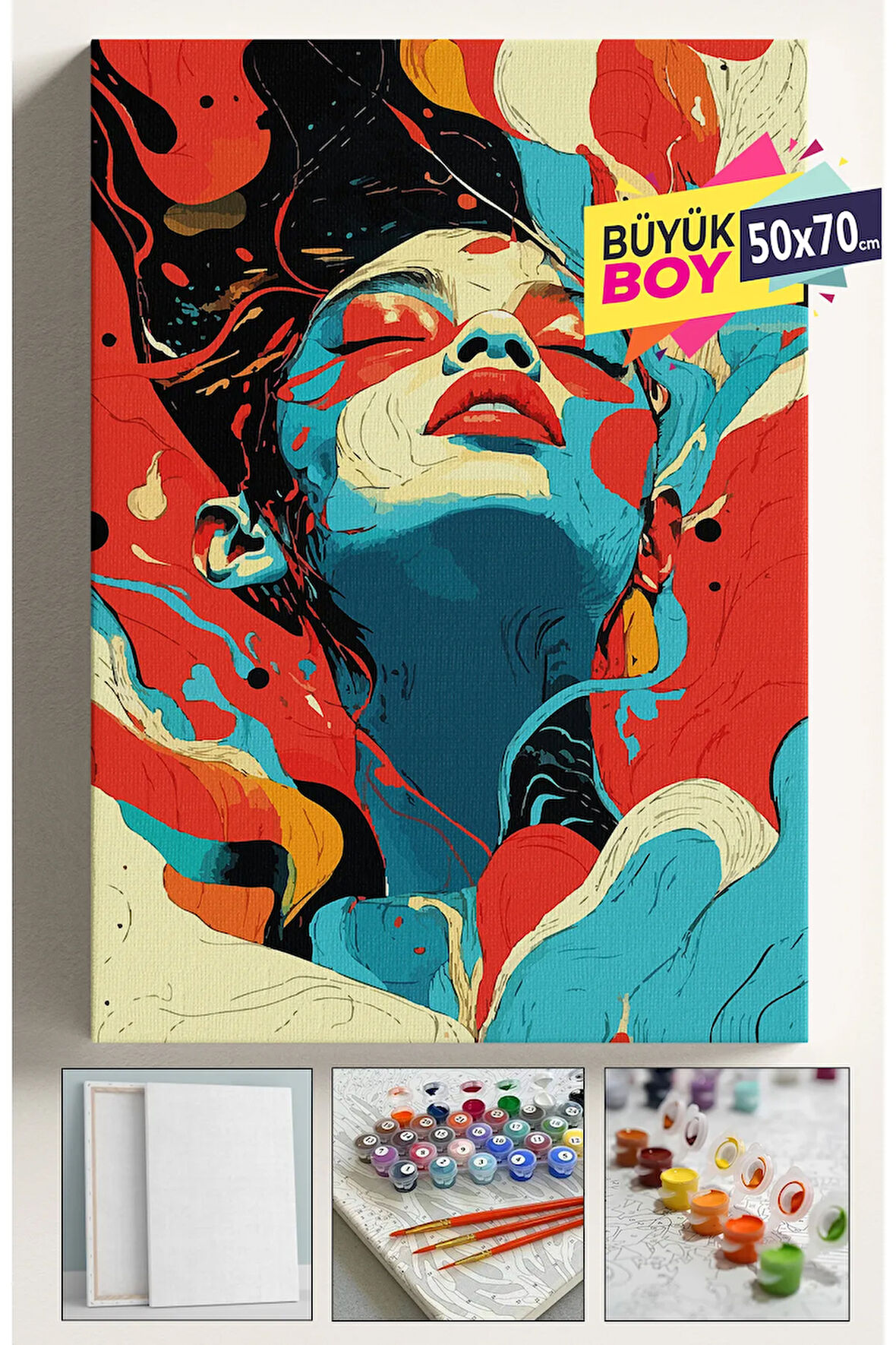 Sayılarla Boyama Seti Numaralı Tuval Fırça Boya Dahil Kasnaklı Set 50x70 Cm - BOHEM KADIN