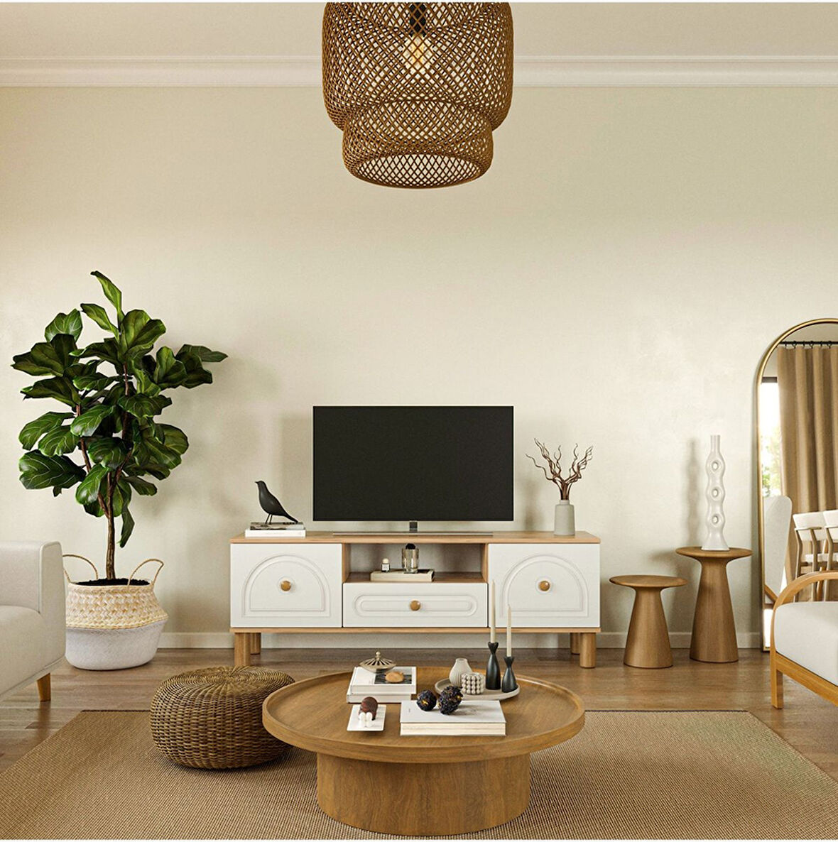 Bohem Tv Ünitesi 150 Cm N Çizgili Mdf Kapak - Atlantik Çam Atlantik Çam 