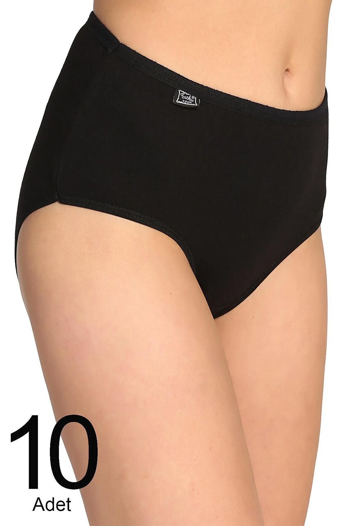 Kadın Siyah 10'lu Paket Likralı Bato Külot Elf568t0924ccm10