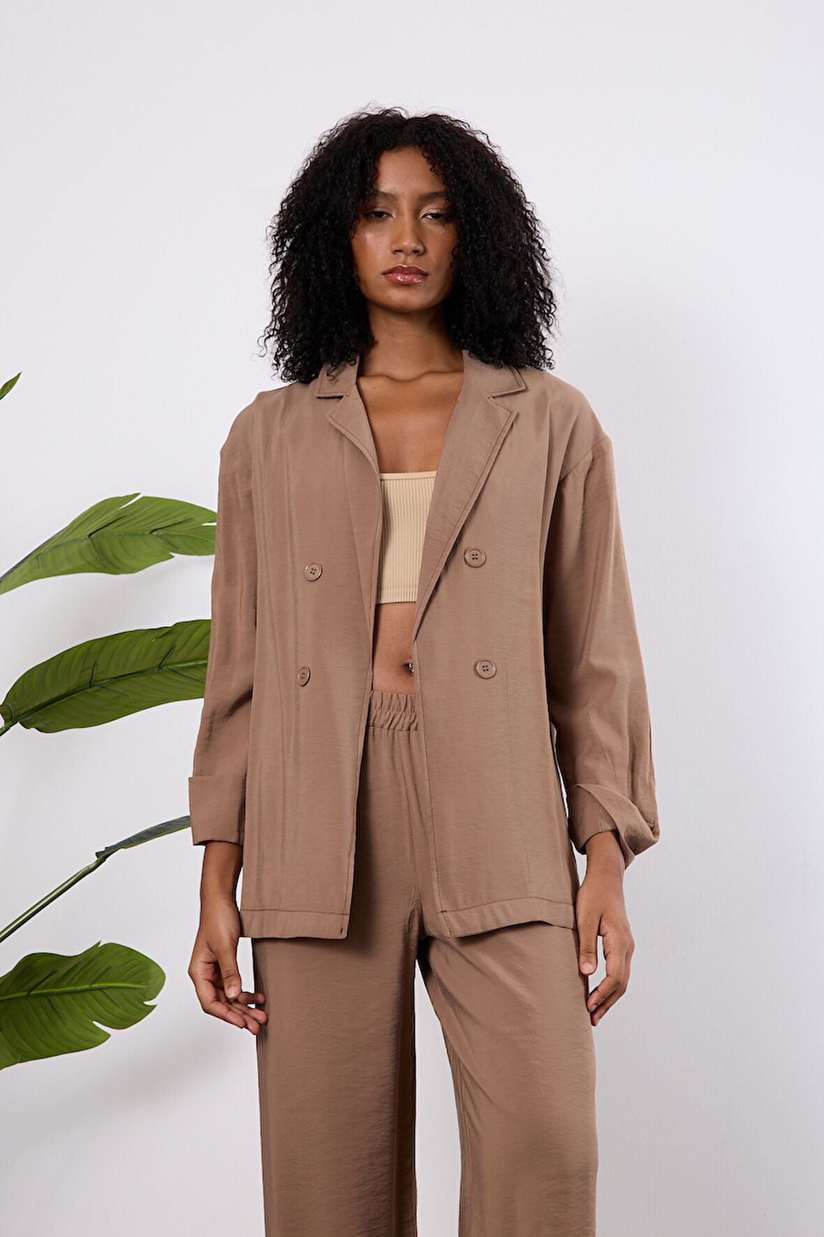 Açık Kahve Regular Astarsız Mevsimlik Ceket