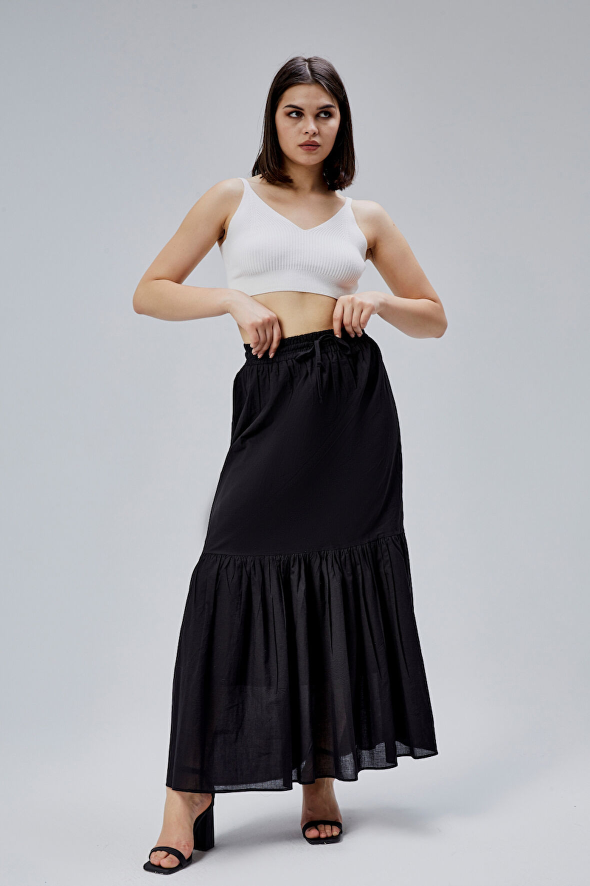 Siyah Regular Pamuklu Vual Etek 