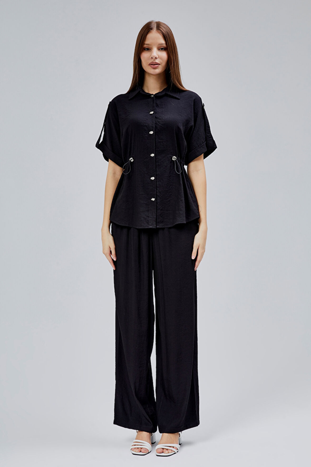 Siyah Rahat Kesim Gömlek Pantolon Takım