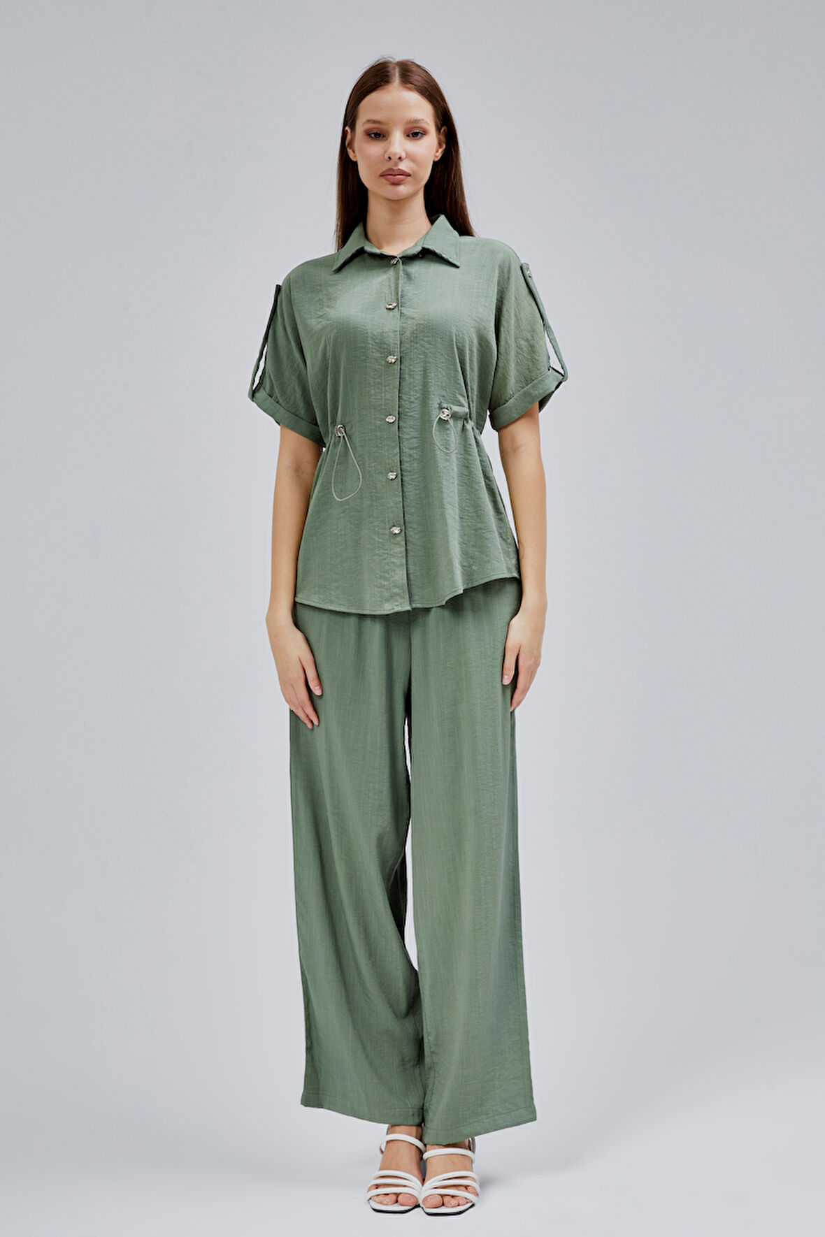 Haki Rahat Kesim Gömlek Pantolon Takım