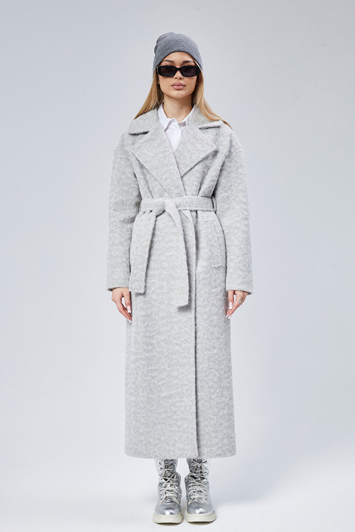 Kadın Buklet Kaşe Oversize Kaban