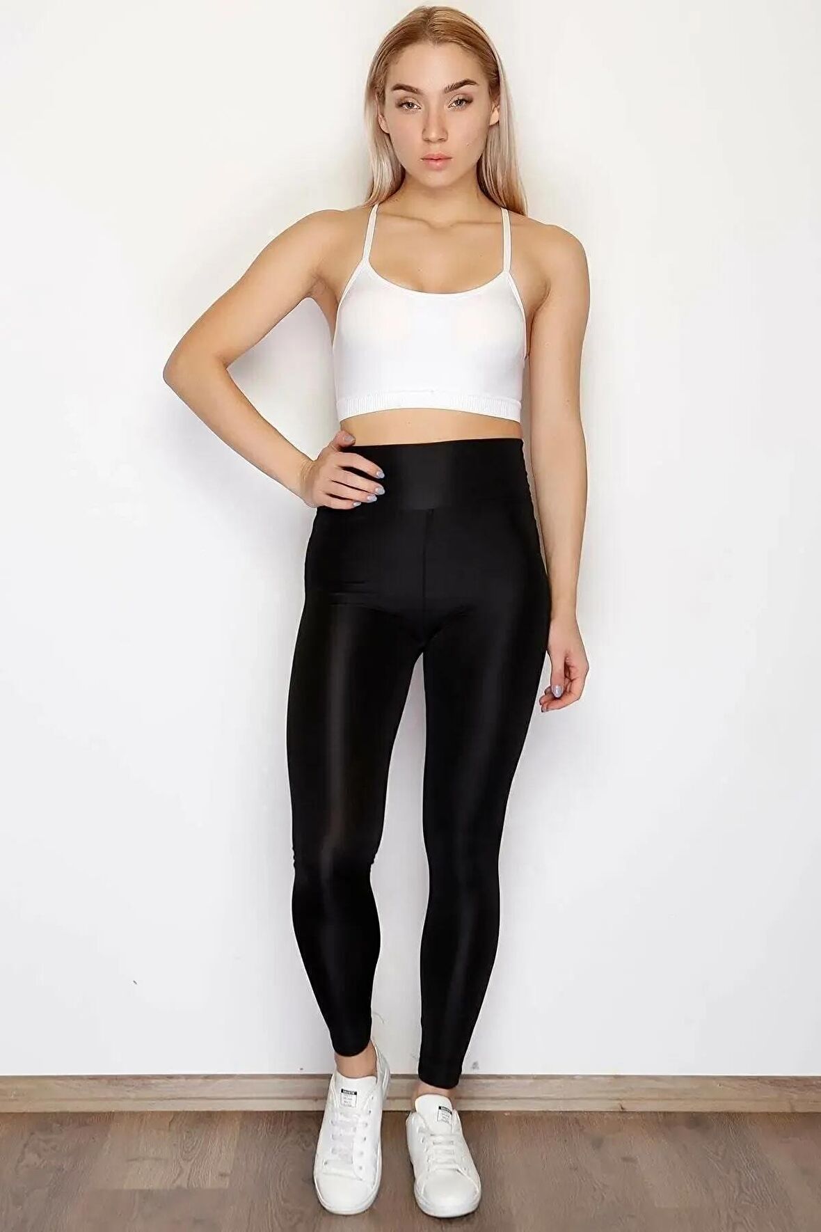 Kadın Siyah Yüksek Bel Disko Tayt Toparlayıcı