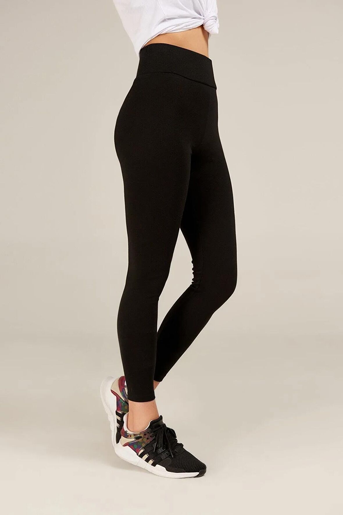 Kadın Siyah Yüksek Bel Korsajlı Spor Tayt