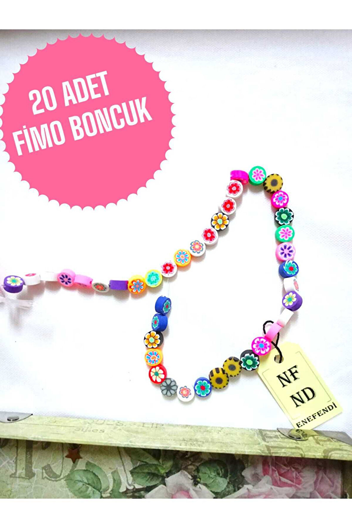 20 ADET FİMO BONCUK KARIŞIK RENKTE HEDİYE BİLEKLİK TAKI APARATI DELİKLİ 1cm