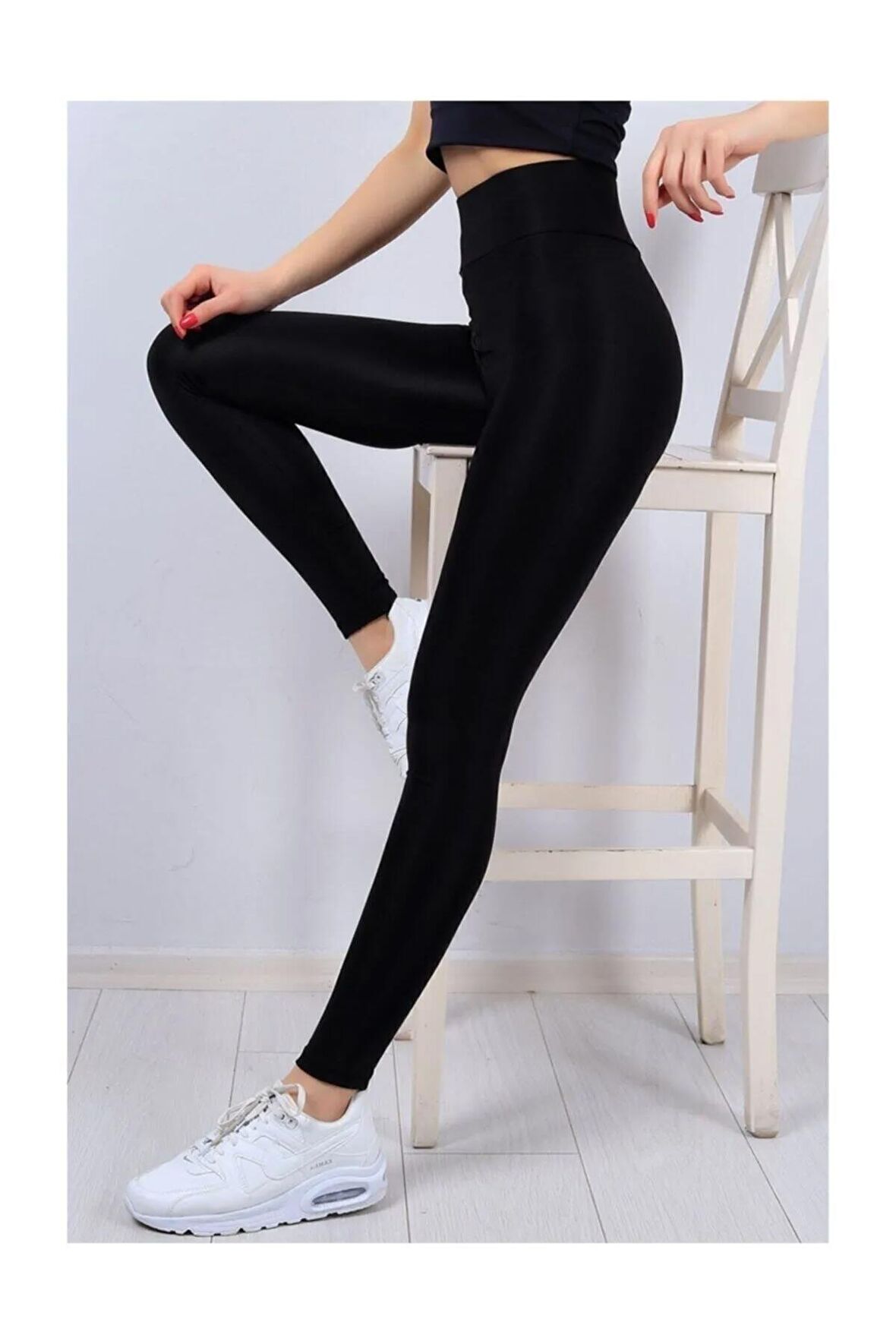Esemod Kadın Siyah Toparlayıcı Günlük Spor Şık Rahat Push Up Yüksek Bel Slim Fit Tayt