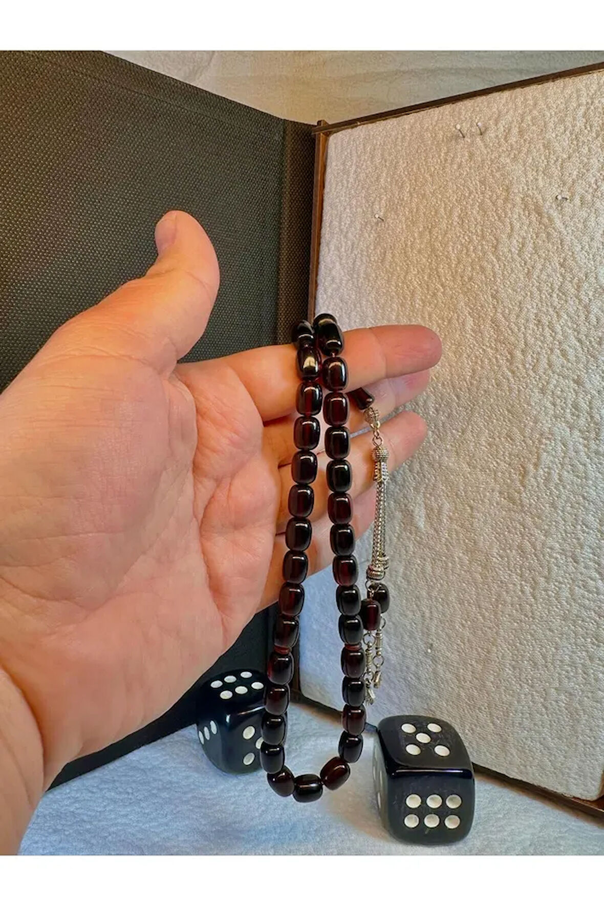 Ateş Kehribar Tesbih Bordo Renkli Kapsül Kesim T-60