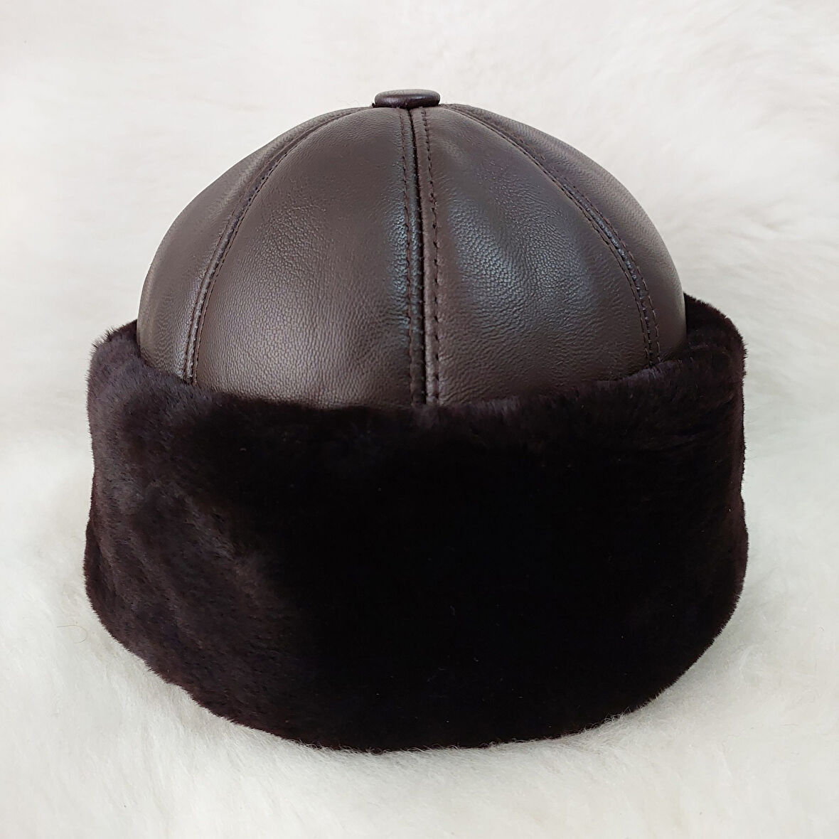 Klasik Koyu Kızıl Kahve Deri Börk