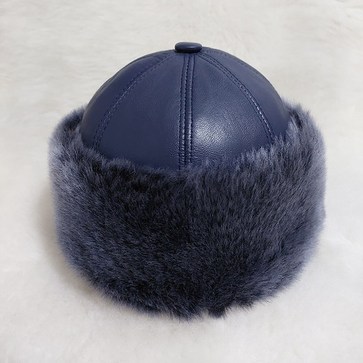 Lacivert Klasik Deri Börk