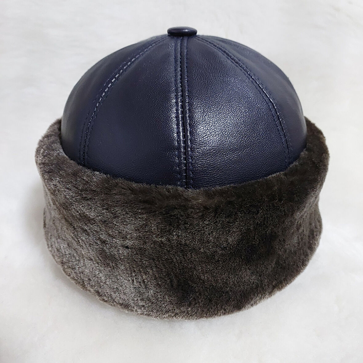 Lacivert Kahve Klasik Deri Börk