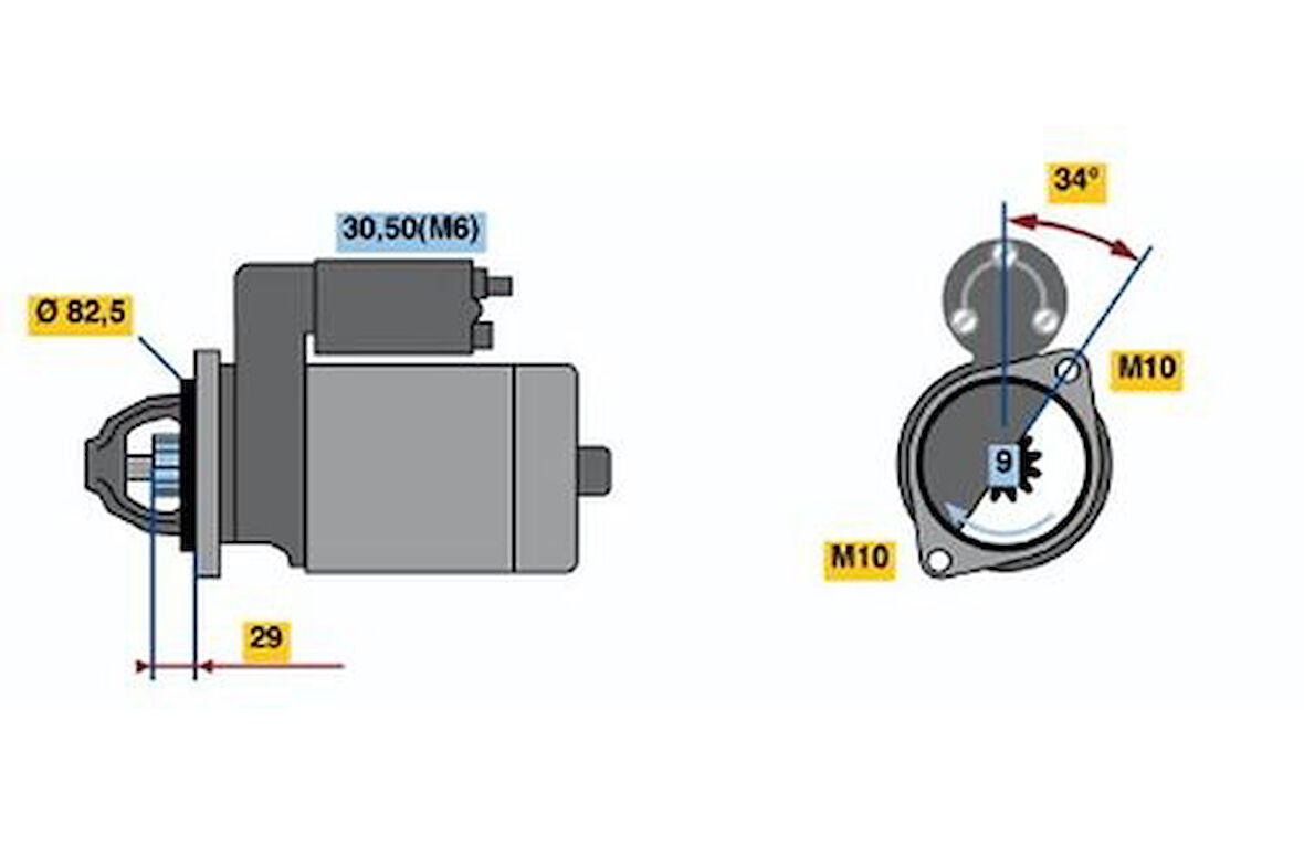 Bosch 0001107403 Marş Motoru 12V 9 Diş 1-4 KW Mercedes E200-C200 Kompessor 2-0 96-00 51513401