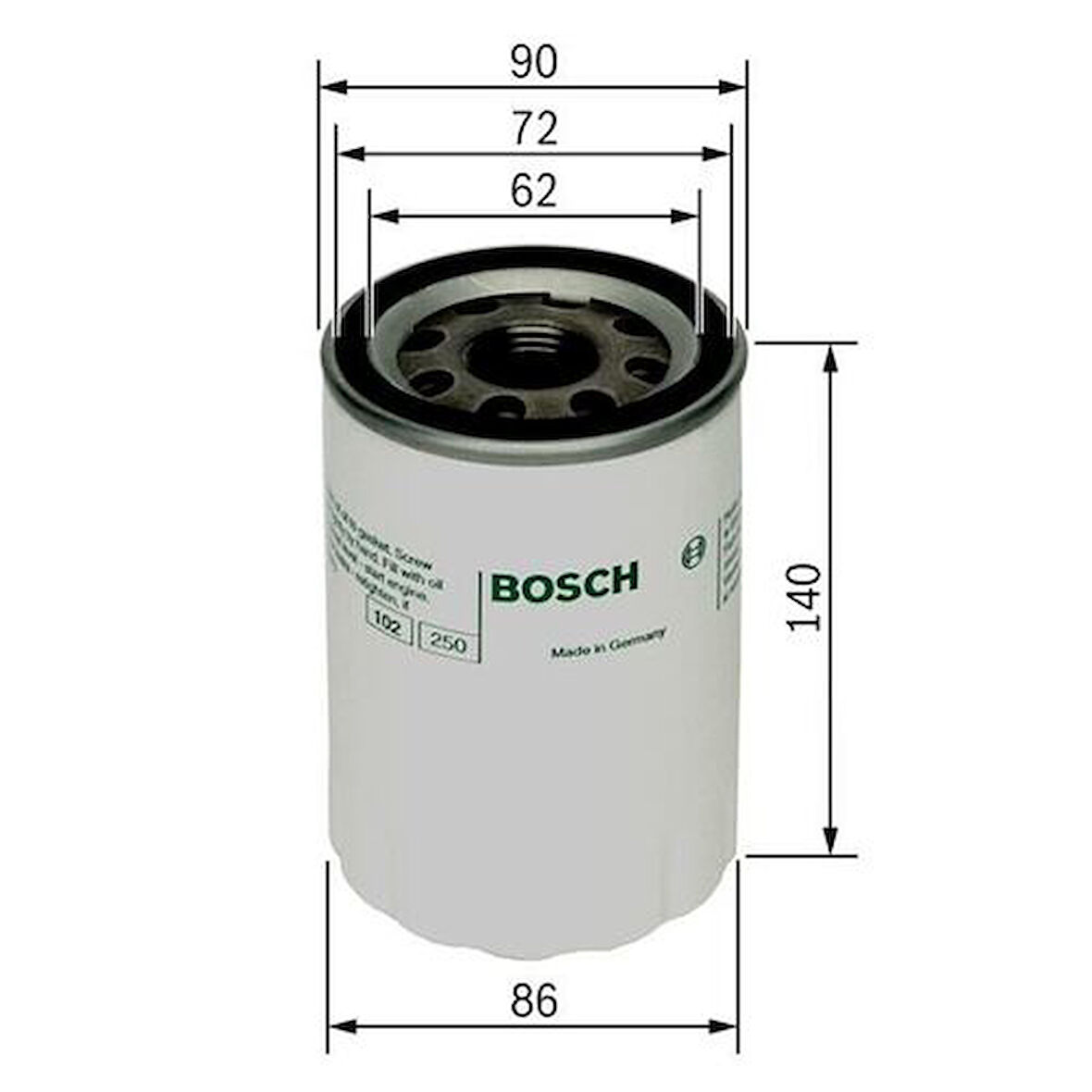 Bosch 0451103347 Yağ Filtresi Golf III-Passat-Polo-Sharan-Vento-A6-Cordoba-Ibiza II-Toledo 1.9TDI H20W06