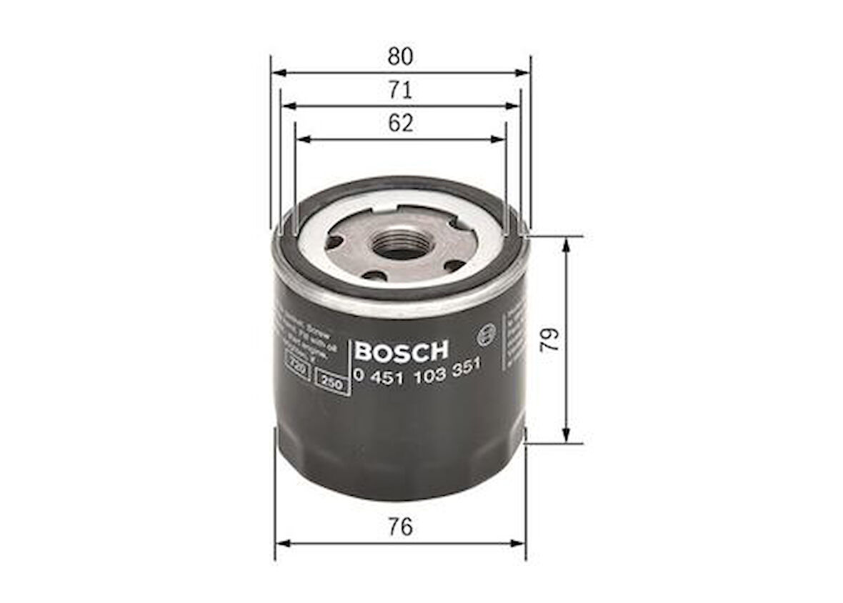 Bosch 0451103351 Yağ Filtresi Uno 01 95 Tipo 1.4-1.6 ie 89-95-Panda-Punto 0451103356 4212109