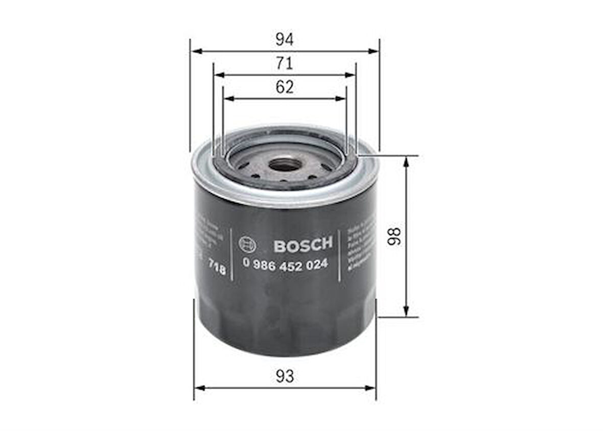 Bosch 986452024 Yağ Filtresi Nıssan Bluebırd 2.0 D 58Hp 04 84-01 88