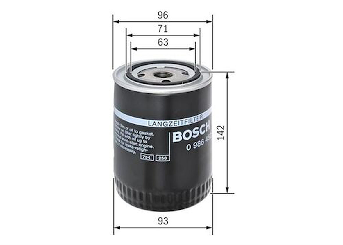 Bosch 0986452400 Yağ Filtresi A4 1.9 TDI 95-00 Passat 1.9 TDI 96-00 028115561G