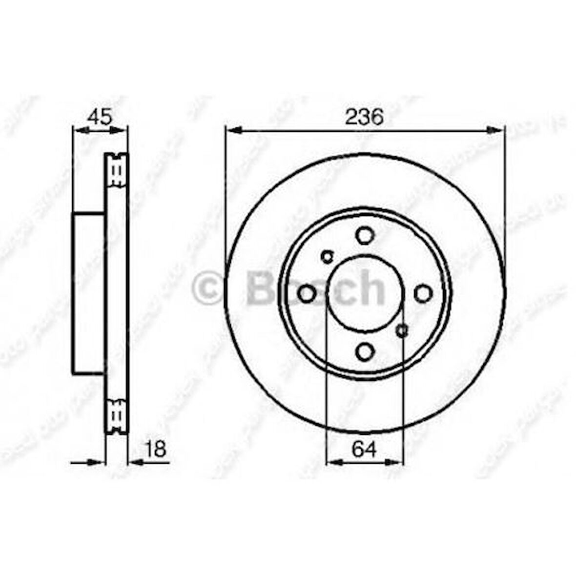 Bosch 0986478572 Ön Fren Aynası Havalı Mitsubishi Carisma 1.6 96-00 Colt Lancer 92-03 Proton Persona 96-00 (236x4) 402061KC1B