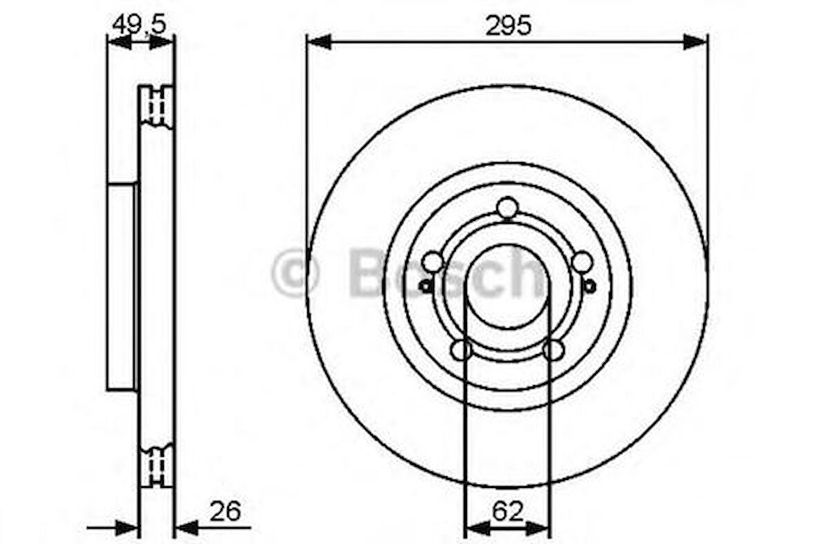 Bosch 0986479454 Ön Fren Diski Aynası Havalı Toyota Avensis D4D 2003-2008 Corolla Verso 04-Auris 2.0 D4D 07-Merkezleme Capı 62 295x4 4351205080