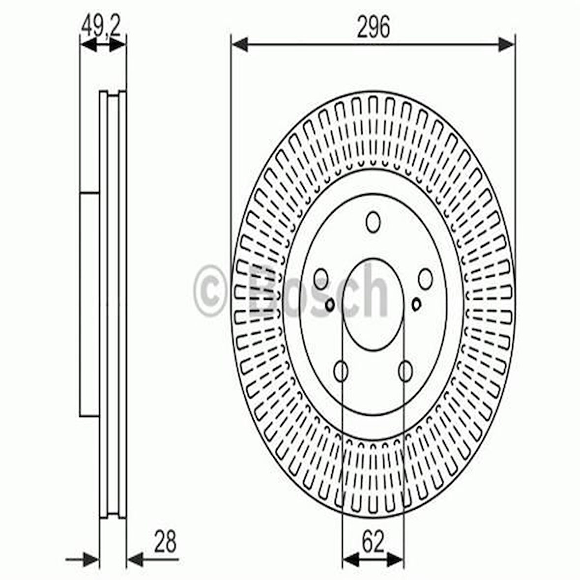 Bosch 0986479S22 Ön Fren Aynası Havalı Toyota RAV4 VVT I 2.0 2.2 D 4D 06-11 Camry 06-11 296x5 4351242050