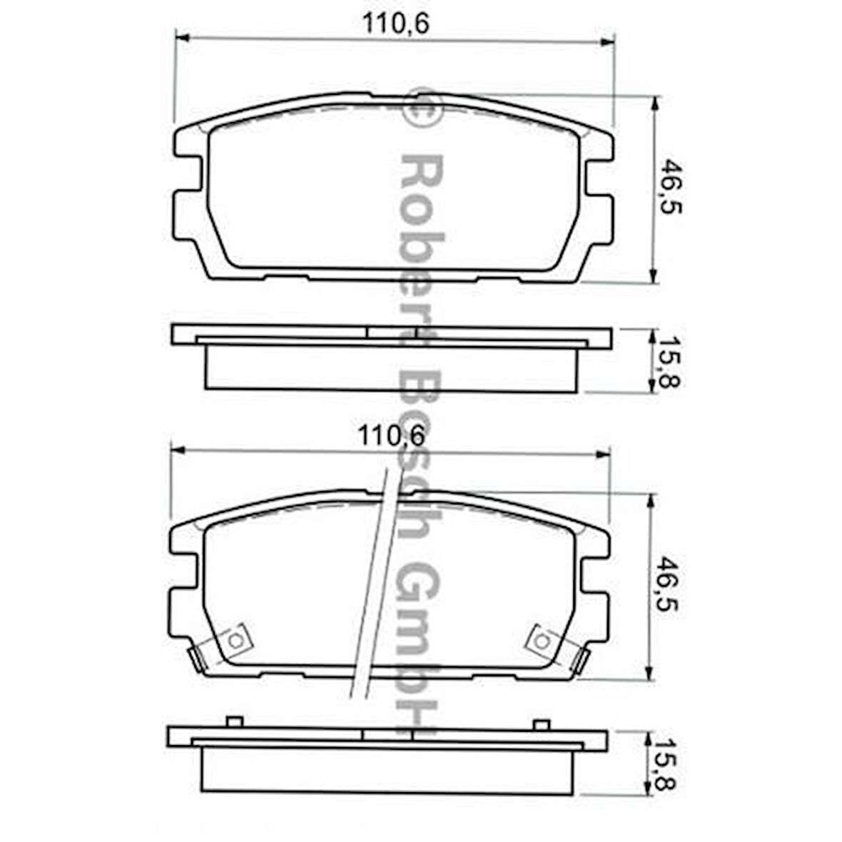 Bosch 0986494137 Arka Fren Balatası Tucson Jm 2.0 2.CRDI 08 04-Terracan 2.5TD 2.9CRDI 12 01-(110.6x45.5x15.8 16.2mm) 58302H1A00
